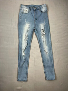 SHEIN Ripped Skinny Jeans Distressed Skinny Jeans in Blue Size Medium